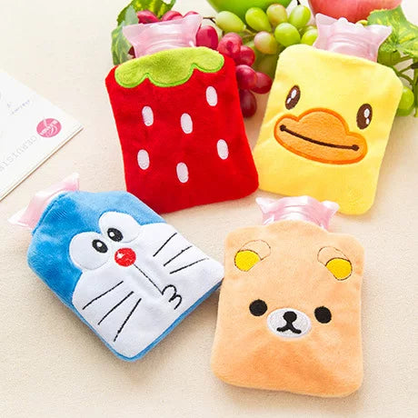 Cartoon Plush Hot Water Bottle with Removable Cover, Small Hand Warmer