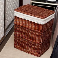 Handwoven Wicker Laundry Hamper with Liner, Storage Basket for Clothes & Toys
