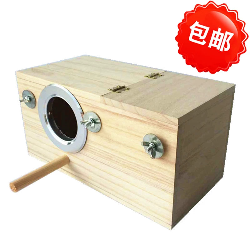 Wooden Breeding Box for Parakeets and Lovebirds, Bird Nest Incubation Box