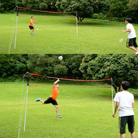 Portable Folding Volleyball Badminton Net Set with Rackets for Beach or Backyard Sports