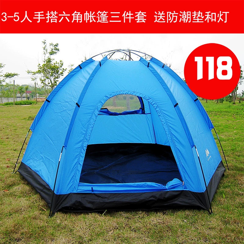 Automatic Hexagonal Mongolian Yurt Tent for 3-5 Person Outdoor Camping and Indoor Play