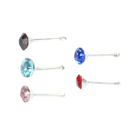 925 Sterling Silver Tiny Nose Studs and Tragus Earrings with Clear Round Zirconia, 24-Piece Set