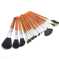Professional 18-Piece Makeup Brush Set with Wooden Handles for Beginners and Students