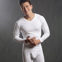 Men's Modal Thermal Underwear Set V-Neck Slim Fit Base Layer