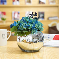 European Style Electroplated Glass Vase, Mirrored Spherical Hydroponic Flower Arranger, Modern Decorative Ornament