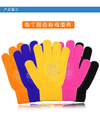 Ice Skating Gloves for Kids & Adults - Non-Slip, Waterproof, Thickened Knit with Rhinestone Embellishments