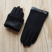 Men's Double-Layer Thickened Wool Lined Touchscreen Gloves for Winter Outdoor Business Driving