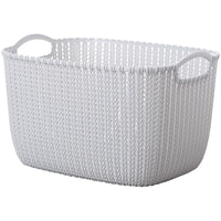Plastic Woven Storage Basket with Handle for Clothes, Toys, and Sundries