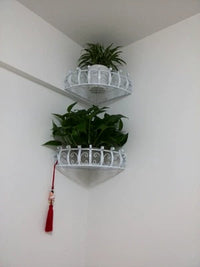 European Style Wrought Iron Wall-Mounted Plant Stand Shelf for Balcony & Corner Storage