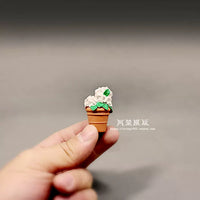Miniature White Flower Potted Plant Model