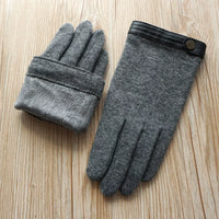 Men's Double-Layer Thickened Wool Lined Touchscreen Gloves for Winter Outdoor Business Driving