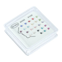 925 Sterling Silver Tiny Nose Studs and Tragus Earrings with Clear Round Zirconia, 24-Piece Set