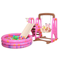 Kids Indoor Outdoor Slide and Swing Set with Extended Slide