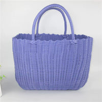 Woven Plastic Portable Storage Basket for Shopping, Picnics, and Pet Transport