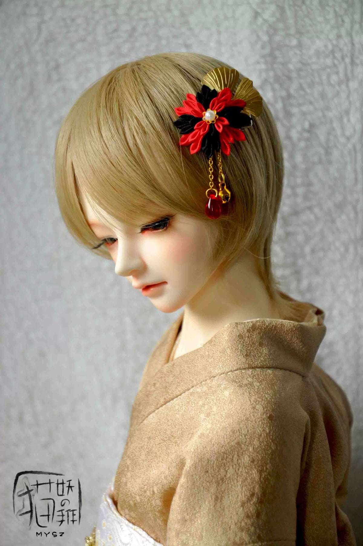 BJD Doll Kimono Fabric Hair Clip Japanese Style Headwear for 1/3 1/4 Scale Dolls