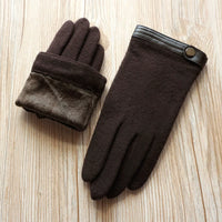 Men's Double-Layer Thickened Wool Lined Touchscreen Gloves for Winter Outdoor Business Driving