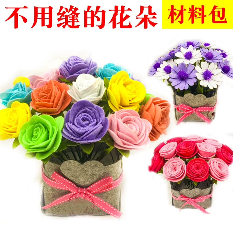 No-Sew DIY Felt Rose Bouquet Craft Kit for Kids