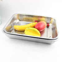 Perforated Stainless Steel Square Colander Basket with Drip Tray for Washing Vegetables and Fruits