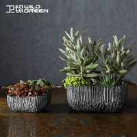 Weilu Creative Nordic Rectangular Imitation Stone Cement Planter for Indoor Plants