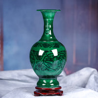 Jingdezhen Ceramic Vase for Living Room Decor, Chinese Style Flower Arrangement Ornament, Light Luxury Blue and White Porcelain