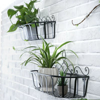 European Style Iron Art Balcony Hanging Flower Pot Rack for Outdoor Railing Planters