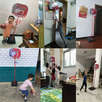 Kids' Adjustable Indoor Basketball Hoop Stand for Toddlers and Children 3-10 Years Old, Floor-Standing Toy Basketball Goal