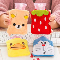 Cartoon Plush Hot Water Bottle with Removable Cover, Small Hand Warmer