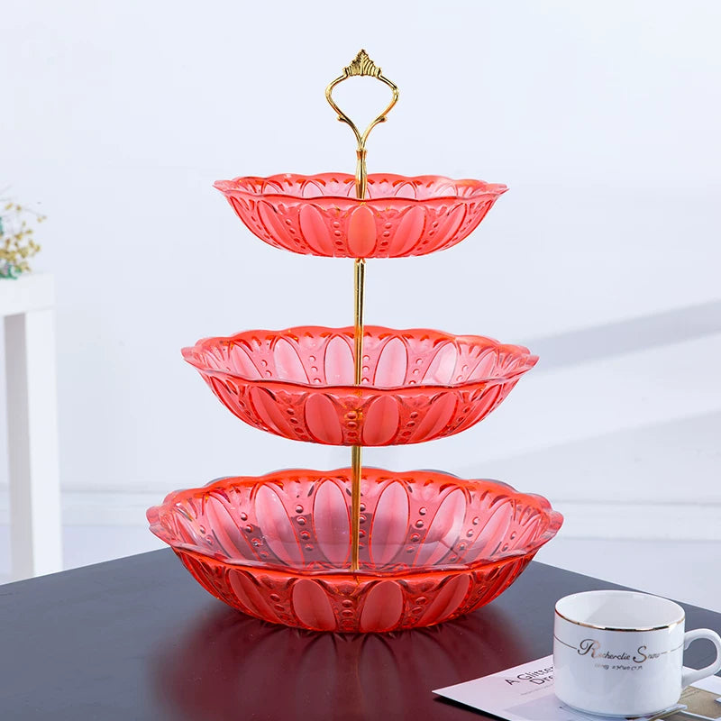 European Style Multi-layer Fruit Plate Modern Living Room Plastic Three-tier Fruit Basket Creative Double-layer Rotating Hot Pot Dish