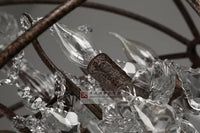 Industrial Globe Chandelier with Crystal Accents for Bar, Cafe, or Living Room