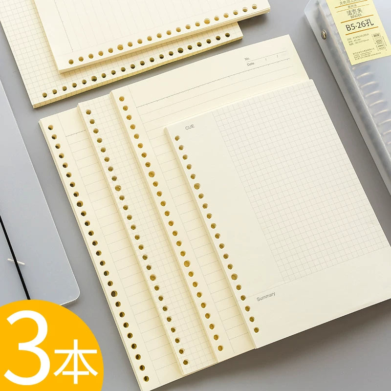 Loose Leaf Notebook Refills A5/B5/A4 - Grid, Lined, Blank Pages for Detachable Binders