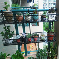 Balcony Double-Layer Iron Art Hanging Planter Rack Multi-Tier Wall-Mounted Retro Plant Stand for Succulents and Greenery