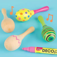 DIY Wooden Maraca Craft Kit for Kids, Paintable Musical Percussion Toy