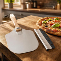 Pizza Peel with Wood Handle Easy to Clean Pizza Peel Metal Tool for Home Chefs