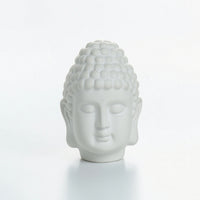 Matte White Ceramic Buddha Head Easy to Clean Buddha Head Statue Simple Bust Sculpted for Desk