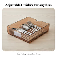 Japanese & design sectional Drawer Divider Clear Design Kitchen Organizer tailoredizable Layout Cutlery Tray Adjustable for Organization aficionados, Families, homeowners, Craft Room, Office, Bathroom Vanity