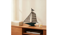 Iron Sailboat Decor Nautical Metal Sailboat Decor Coastal Ship Sculpture for Office