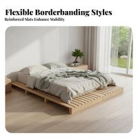 Slatted Woven Mat Frame Japanese and Design Bedroom Furniture Breathable Design Foundation Bed for Apartment DWood & Ecollers, Minimalists