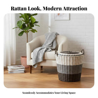 Imitation Rattan container Large Capacity Laundry Basket Woven Design for Living Room