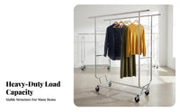 Foldable Heavy Duty Portable Clothes Rack Collapsible Design Double Rod Garment Rack Large Capacity Easy Assembly for Retail Shop Owners, Homeowners, Students, Boutique, Bedroom, Laundry Room, Entryway