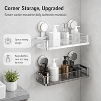 Triangle Shower Caddy, Rustproof Suction Cup Corner Shelf, No Bathroom Storage for Shampoo, 30cm Side