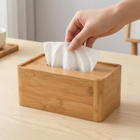 Bamboo Tissue Box Cover Rectangular Wood Tissue Box Cover for Living Room, Washroom, Bedroom