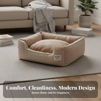 All-Season Use Washable Dog Sofa Chew Resistant Soft Cat Bed Warm Fleece Interior Supportive Dog Bed Long-Lasting Materials for Small Dogs, Cats, Young Dogs