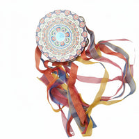 Streamer Frame Drum Tambourine Tassel Long Ribbons Dance Prop Traditional Percussion Instrument Decorative Design Suitable for Dance Recitals Belly Dance Folk Dance