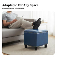 Rectangular Leather Ottoman Multi-Functional Square Ottoman Faux Leather Footrest for Living Room, Bedroom, Entryway