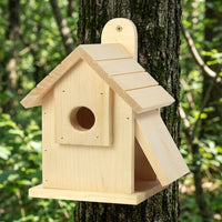 Wooden Nesting Structure with Slanted Wood Planks, Wall Mount Fir Wood Outdoor Shelter for Nesting, Small Avian Garden Decor and Backyard Nest