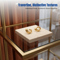 Wabi-Sabi Style Natural Sand Travertine Display Tray, Jewelry Stand, Photo Prop