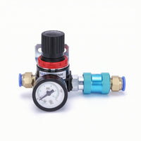 Air Pressure Regulator with Gauge Adjustable Pressure Regulator with Gauge Compact Sturdy for Compressor Systems, Workshop