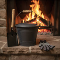 Fireplace Ash Bucket Kit Black Ash Bucket with Lid Tapered for, Hearth