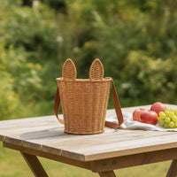 Handwoven Rattan Backpack Basket Hands-Unrestricted Basket with Shoulder Straps Lightweight Long-Lasting for Children, Picnic