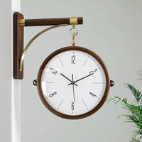 Double Sided Wall Clock Modern Nordic Design Silent Home Decor for Living Room, Hallway, Office